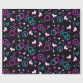 Papier Cadeau Neon Glow Roller Skating Roll Motif (Plat)