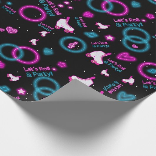 Papier Cadeau Neon Glow Roller Skating Roll Motif (Coin)