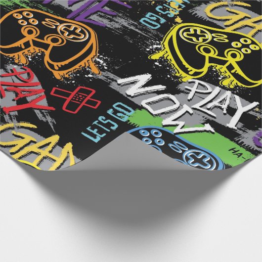 Papier Cadeau Neon Graffiti Gaming Pattern (Coin)