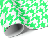 Papier Cadeau Neon Green Houndstooth (Coin rond)