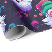 Papier Cadeau Neon Joyful Père Noël Motif (Coin rond)