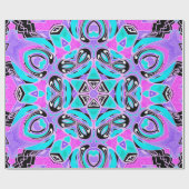 Papier Cadeau Neon kaleidoscope, mandala (Plat)