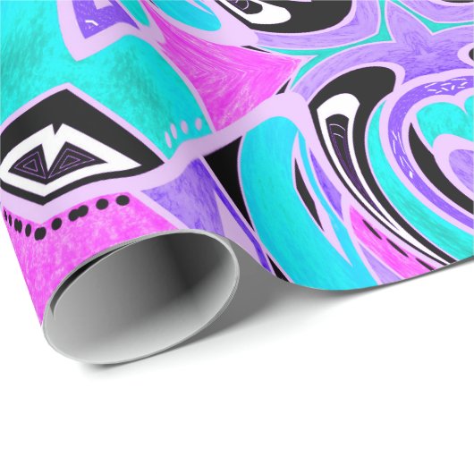 Papier Cadeau Neon kaleidoscope, mandala (Coin rond)