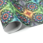 Papier Cadeau Neon Mandala céleste avec Abstraite vibrante (Coin rond)