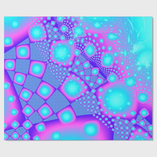 Papier Cadeau Neon Molecules Psychedelic Fractal (Plat)