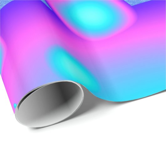 Papier Cadeau Neon Molecules Psychedelic Fractal (Coin rond)