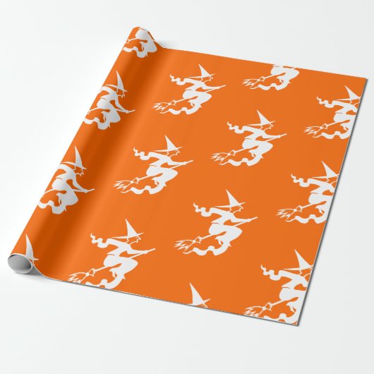 Papier Cadeau néon orange - vole sorcière (Déroulé)