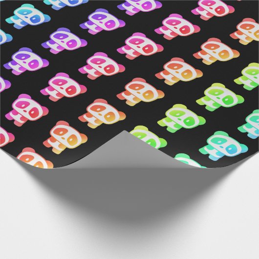 Papier Cadeau Neon Rainbow Pandas (Coin)