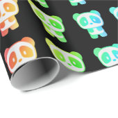 Papier Cadeau Neon Rainbow Pandas (Coin rond)
