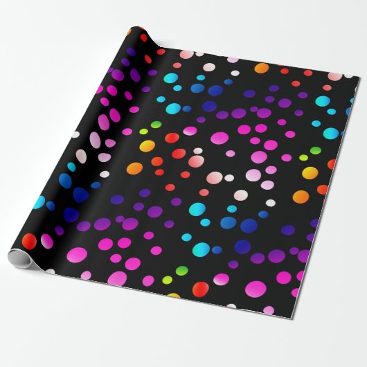 Papier Cadeau Neon Rainbow Pois (Déroulé)