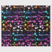 Papier Cadeau Neon Rainbow Pois d'anniversaire (Plat)