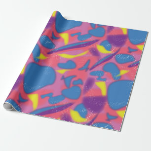 Papier Cadeau Néon rétro multicolore