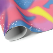 Papier Cadeau Néon rétro multicolore (Coin rond)