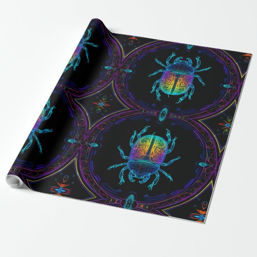 Papier Cadeau Neon Scarab (Déroulé)