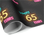 Papier Cadeau Neon Sign on Brick pour 65e anniversaire (Coin rond)