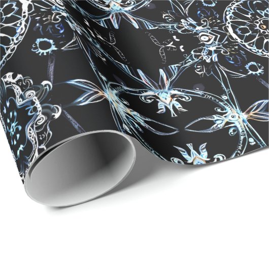 Papier Cadeau Neon Starburst Kaleidoscope (Coin rond)