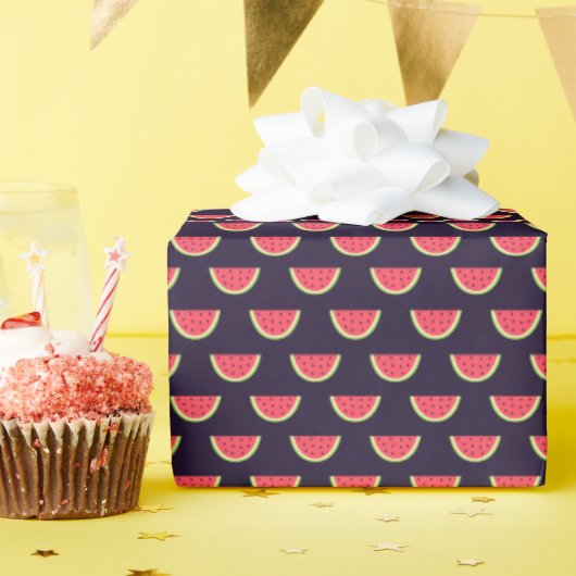 Papier Cadeau Neon Watermelon on Purple Pattern (Fête d'anniversaire)