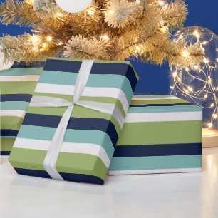 Papier Cadeau Neptune, Coquillages, Green et Navy