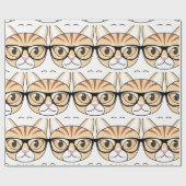 Papier Cadeau Nerdy Tabby Chat avec lunettes (Plat)
