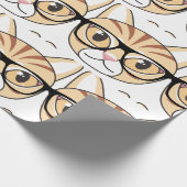 Papier Cadeau Nerdy Tabby Chat avec lunettes (Coin)