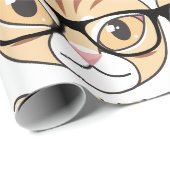 Papier Cadeau Nerdy Tabby Chat avec lunettes (Coin rond)