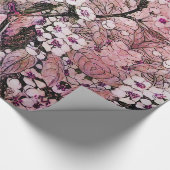 PAPIER CADEAU NEST D'OISEAU, ARBRE AVEC FLEURS DE PRINTEMPS ROSE (Coin)