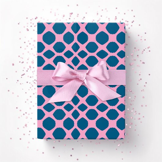 Papier Cadeau Netta Twist Lattice in Pink and Deep Aqua