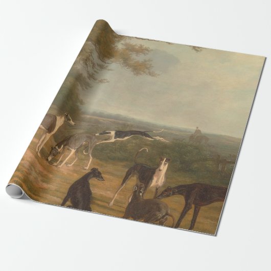 Papier Cadeau Neuf Greyhounds Dans Un Paysage Jacques Laurent (Déroulé)