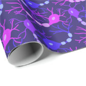 Papier Cadeau Neurones Connectés Néon Violet (Coin rond)