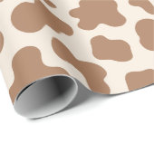 Papier Cadeau Neutral Cow Print Western Cowboy Beige Brown (Coin rond)