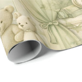 Papier Cadeau Neutral Nursery Teddy Bear Room Beige Pattern (2) (Coin rond)