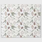 Papier Cadeau Neutral Ornaments Pine Holiday Christmas Trees (Plat)