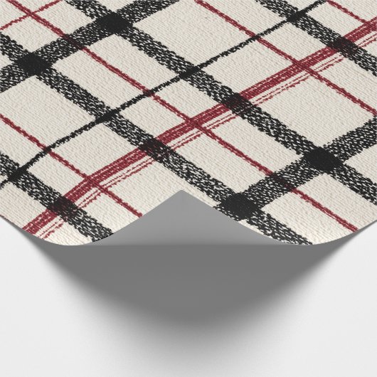 Papier Cadeau Neutral tartan white black and red (Coin)