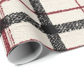 Papier Cadeau Neutral tartan white black and red (Coin rond)