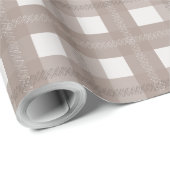 Papier Cadeau Neutral Taupe Christmas Plaid Pattern (Coin rond)