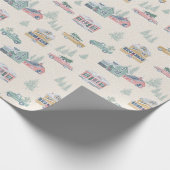 Papier Cadeau Neutral Vintage Noël Arbre Paysage Ferme (Coin)