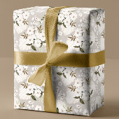 Papier cadeau Neutre Blanc Floral