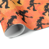 Papier Cadeau New York Boogie Nights Guitare Orange (Coin rond)