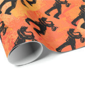 Papier Cadeau New York Boogie Nights Saxophone Orange (Coin rond)