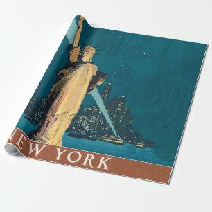 Papier Cadeau New York City Vintage voyage Liberty Skyline