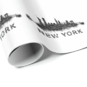 Papier Cadeau New York Dark-White Skyline v07 (Coin rond)