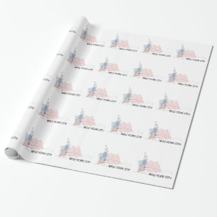 Papier Cadeau New York - Drapeau de la Statue de la Liberté USA