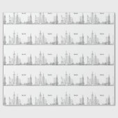 Papier Cadeau New York Skyline Black Big Apple Modern City (Plat)