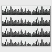 Papier Cadeau New York Skyline Black Big Apple Modern City (Plat)