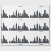 Papier Cadeau New York Skyline Black Big Apple Modern City Wrapp (Plat)