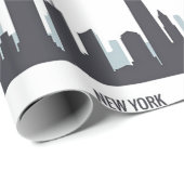 Papier Cadeau New York Skyline Black Big Apple Modern City Wrapp (Coin rond)