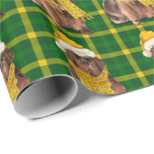 Papier Cadeau Newfloundland Chien vacances vert Plaid Noël (Coin rond)
