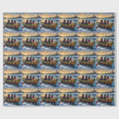 Papier Cadeau Newfoundland Dog Christmas Boat Holiday (Plat)