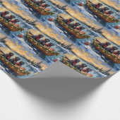 Papier Cadeau Newfoundland Dog Christmas Boat Holiday (Coin)