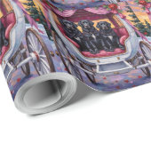 Papier Cadeau Newfoundland Dog Valentine's Day  (Coin rond)